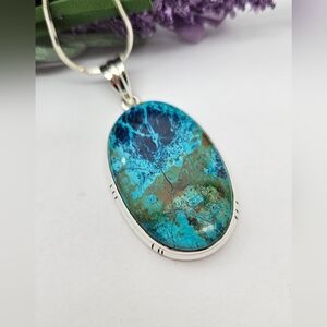 Azurite Sterling Silver Oval Pendant